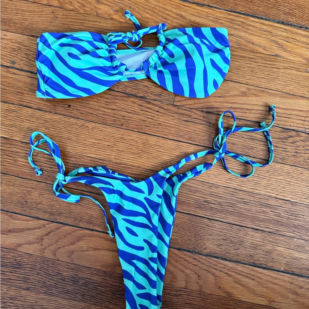 Purple and Green Zebra Print Bikini Set